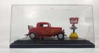 1998 Road Champs 1932 Ford Model B Red with Orange Flames Die Cast Toy Car Vehicle with Opening Trunk and Food Serving Sign in Display Case