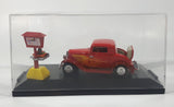 1998 Road Champs 1932 Ford Model B Red with Orange Flames Die Cast Toy Car Vehicle with Opening Trunk and Food Serving Sign in Display Case