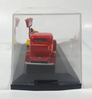 1998 Road Champs 1932 Ford Model B Red with Orange Flames Die Cast Toy Car Vehicle with Opening Trunk and Food Serving Sign in Display Case