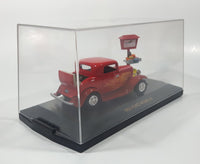 1998 Road Champs 1932 Ford Model B Red with Orange Flames Die Cast Toy Car Vehicle with Opening Trunk and Food Serving Sign in Display Case