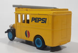 Rare Vintage Pepsi Cola Delivery Utility Truck with Ladder Yellow Pull Back Die Cast Toy Car Vehicle