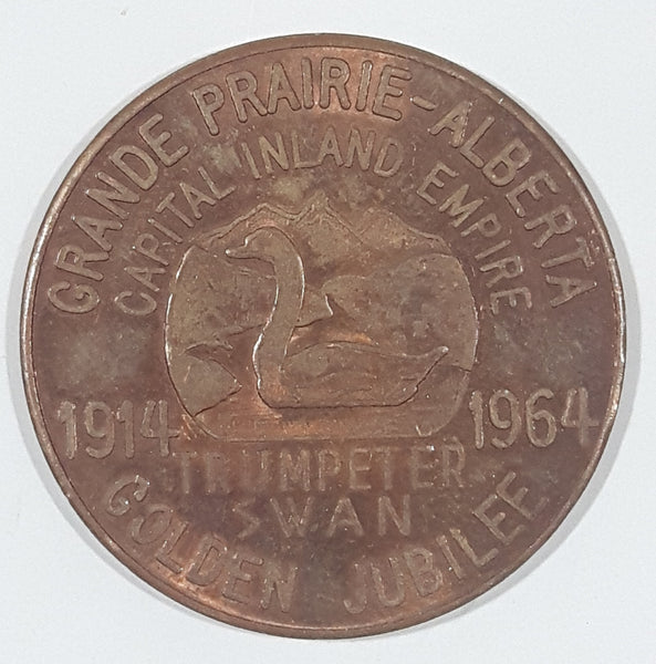 Vintage 1914 - 1964 Grand Prairie Chamber of Commerce Golden Jubilee Capital Inland Empire Trumpeter Swan Copper Metal Coin