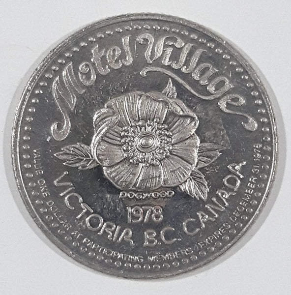 Vintage 1978 Motel Village Victoria, B.C. Canada Dogwood Flower Metal Coin