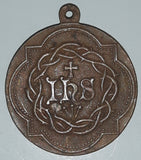 Antique IHS S. Ignativs Loyola Fvndator Soc. IESV Saint Ignatius Religious Metal Pendant