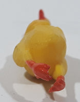 Yellow and Orange Rubber Chicken Style Miniature 1 1/2" Tall Tiny Hard Plastic Toy Figure