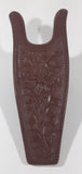 Vintage Acme Style Embossed Recessed Carved Flower Pattern Brown Hard Plastic Cowboy Boot Jack Puller