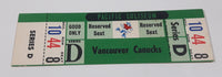 Vintage 1969 1970 Vancouver Canucks Pacific Coliseum WHL Ice Hockey Game Ticket with Johnny Canuck Green Version Series D Section 10 Row 44 Seat 8 Reserved