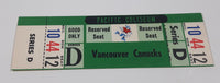 Vintage 1969 1970 Vancouver Canucks Pacific Coliseum WHL Ice Hockey Game Ticket with Johnny Canuck Green Version Series D Section 10 Row 44 Seat 12 Reserved