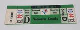 Vintage 1969 1970 Vancouver Canucks Pacific Coliseum WHL Ice Hockey Game Ticket with Johnny Canuck Green Version Series D Section 10 Row 44 Seat 13 Reserved
