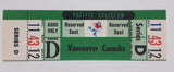 Vintage 1969 1970 Vancouver Canucks Pacific Coliseum WHL Ice Hockey Game Ticket with Johnny Canuck Green Version Series D Section 11 Row 43 Seat 12 Reserved