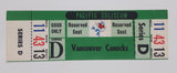 Vintage 1969 1970 Vancouver Canucks Pacific Coliseum WHL Ice Hockey Game Ticket with Johnny Canuck Green Version Series D Section 11 Row 43 Seat 13 Reserved