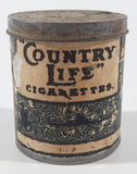 Antique John Player & Sons England Tobaccos and Cigarettes "Country Life" Cigarettes 3" Tall Tin Metal Canister with Paper Label
