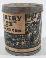 Antique John Player & Sons England Tobaccos and Cigarettes "Country Life" Cigarettes 3" Tall Tin Metal Canister with Paper Label