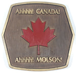 Vintage Ahhhh! Canada! Ahhhh! Molson Maple Leaf 13 1/4" x 13 1/2" Faux Wood Wall Plaque