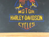Vintage Conception Enterprises Harley Davidson Motor Cycles American Eagle 11 1/2" x 14 1/4" Wood Framed Glass Mirror Art