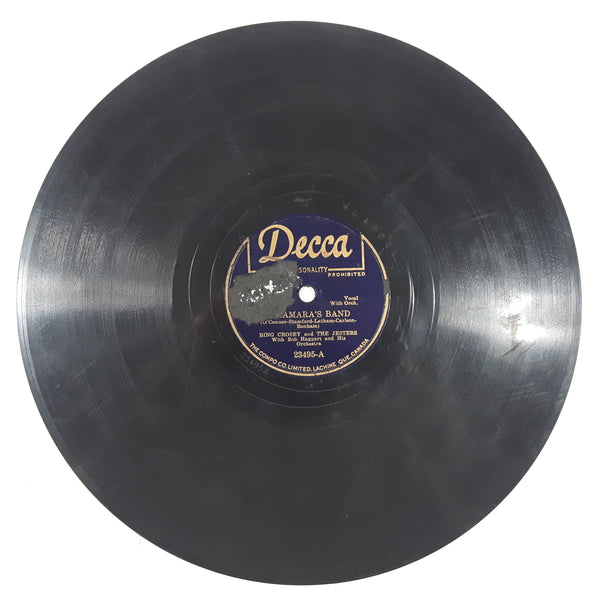 Vintage Decca #23495 "MacNamara's Band" "Dear Old Donegal" Bing Crosby and The Jesters With Bob Haggart and His Orchestra  78 RPM 10" Vinyl Record