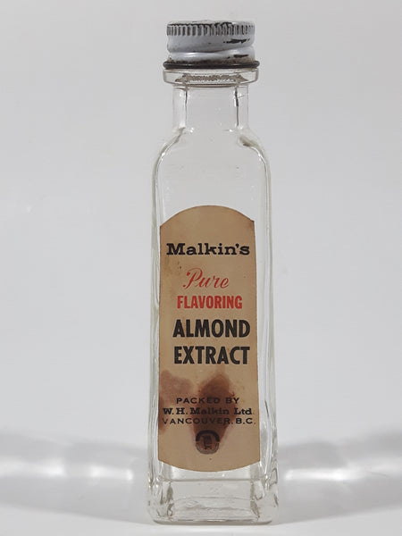 Vintage Malkin's Pure Flavoring Almond Extract Bottle from W.H. Malkin Ltd. of Vancouver, BC