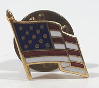 Waving American USA Flag Small 1/2" x 1/2" Enamel Metal Lapel Pin