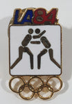 Vintage 1984 LA Los Angeles Summer Olympic Games Wrestling 1/2" x 7/8" Enamel Metal Lapel Pin