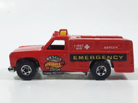 1986 Hot Wheels Workhorses Rescue Ranger Red Fire Truck Die Cast Toy Car Vehicle - Yellow lights