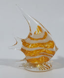 Clear White Yellow Tropical Angel Fish 3 1/2" Tall Blown Art Glass Sculpture