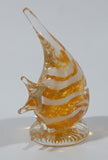 Clear White Yellow Tropical Angel Fish 3 1/2" Tall Blown Art Glass Sculpture