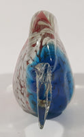 Clear Red White Blue Tropical Fish 4 3/4" Tall Blown Art Glass Sculpture