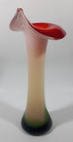 Red White Green Jack In The Pulpit Lily Shaped 11 3/4" Tall Art Glass Flower Bud Vase