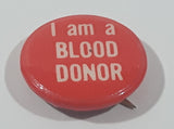 Vintage I am a Blood Donor Small Red 5/8" Button Pin