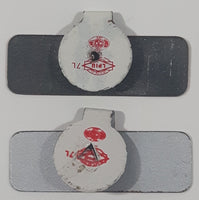 Vintage Youth Red Cross Fold Over Style 1/4" x 7/8" Metal Tab Clip Pin Set of 2