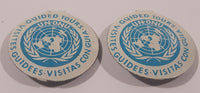 Vintage UN United Nations Guided Tours Fold Over Style 7/8" Metal Tab Clip Pin Set of 2