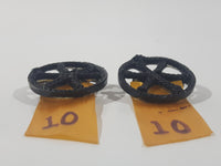 Vintage Black Rope 6 Spoke Wheel 1 1/8" Pin with Yellow Ribbon with 10 On It Set of 2