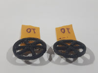 Vintage Black Rope 6 Spoke Wheel 1 1/8" Pin with Yellow Ribbon with 10 On It Set of 2