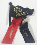 Sidney High Bears Football Team Plastic Flag Metal Charm with Red and Black Ribbons