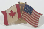 Canada and USA Waving Flags Enamel and Metal Pin
