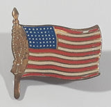 Vintage Waving American USA Flag Small 5/8" x 5/8" Enamel Metal Lapel Pin