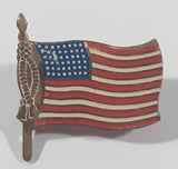 Vintage Waving American USA Flag Small 5/8" x 5/8" Enamel Metal Lapel Pin