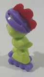 Kinder Surprise City Chicks SD337 Green Bird with Purple Rollerblades and Red Felt Mohawk 1 7/8" Tall Plastic Toy Figure