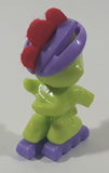 Kinder Surprise City Chicks SD337 Green Bird with Purple Rollerblades and Red Felt Mohawk 1 7/8" Tall Plastic Toy Figure