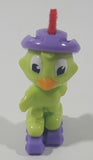 Kinder Surprise City Chicks SD337 Green Bird with Purple Rollerblades and Red Felt Mohawk 1 7/8" Tall Plastic Toy Figure