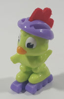 Kinder Surprise City Chicks SD337 Green Bird with Purple Rollerblades and Red Felt Mohawk 1 7/8" Tall Plastic Toy Figure