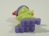 Kinder Surprise City Chicks SD337 Green Bird with Purple Rollerblades and Red Felt Mohawk 1 7/8" Tall Plastic Toy Figure