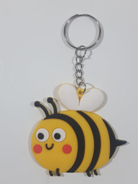 Rubber Bumble Bee Key Chain Ring