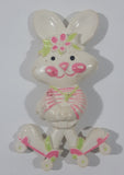 Vintage 1974 Avon Easter Bunny with Roller Skates Shaped Solid Glace Scented Perfume Fragrance Compact White Plastic 3 3/8" Brooch Pin