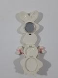 Vintage 1974 Avon Easter Bunny with Roller Skates Shaped Solid Glace Scented Perfume Fragrance Compact White Plastic 3 3/8" Brooch Pin