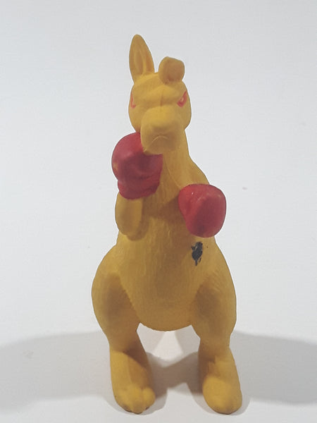 Vintage Diener Style Yellow Kangaroo with Red Boxing Gloves 2 3/4" Tall Rubber Eraser Toy Figure