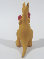 Vintage Diener Style Yellow Kangaroo with Red Boxing Gloves 2 3/4" Tall Rubber Eraser Toy Figure