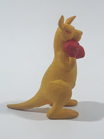 Vintage Diener Style Yellow Kangaroo with Red Boxing Gloves 2 3/4" Tall Rubber Eraser Toy Figure