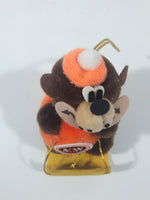 Vintage A&W Root Beer Bear Riding a Yellow Toboggan 3 3/4" Tall Plush Stuffed Character Hanging Christmas Tree Ornament