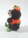 Vintage A&W Root Beer Bear Skiing with Green Skis 3 3/4" Tall Plush Stuffed Character Hanging Christmas Tree Ornament